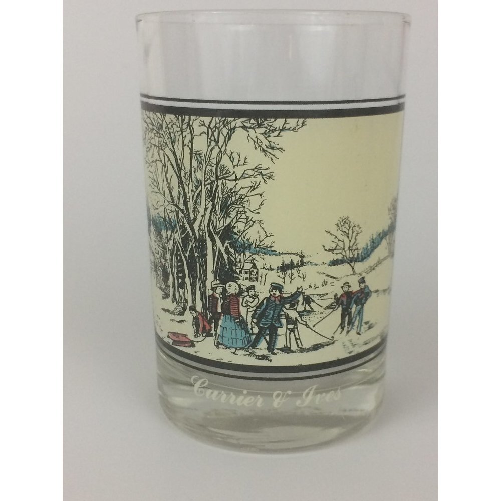 Vintage Currier & Ives Drinking Glass, Winter Pastime, Arby's Collector Series 1